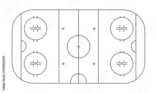Flat design ice hockey arena blueprint with detailed rink layout