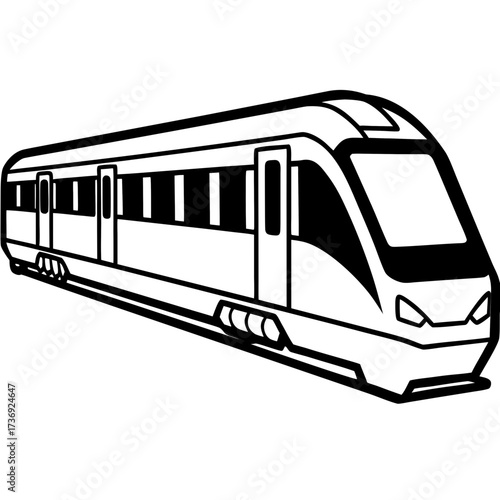 Minimalist Commuter Train Line Art Vector on White Background