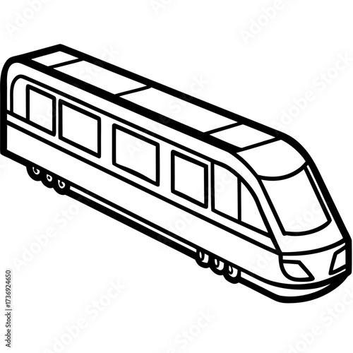 Minimalist Commuter Train Line Art Vector on White Background