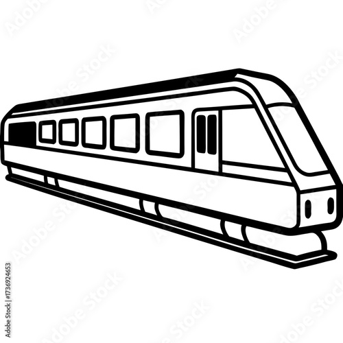 Minimalist Commuter Train Line Art Vector on White Background
