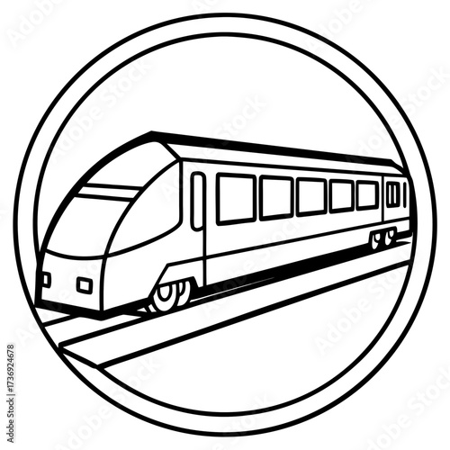 Minimalist Commuter Train Line Art Vector on White Background