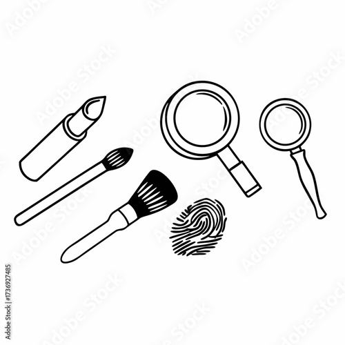 Fingerprint Analysis Kit Vector Illustration | Forensic Investigation Tools Icon