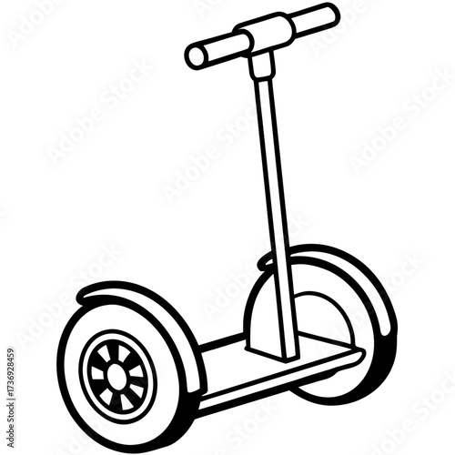 Minimalist Segway Line Art Vector Illustration on White Background