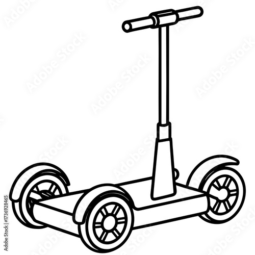 Minimalist Segway Line Art Vector Illustration on White Background