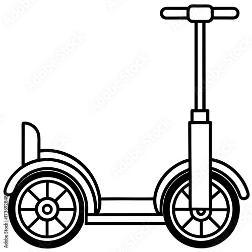 Minimalist Segway Line Art Vector Illustration on White Background