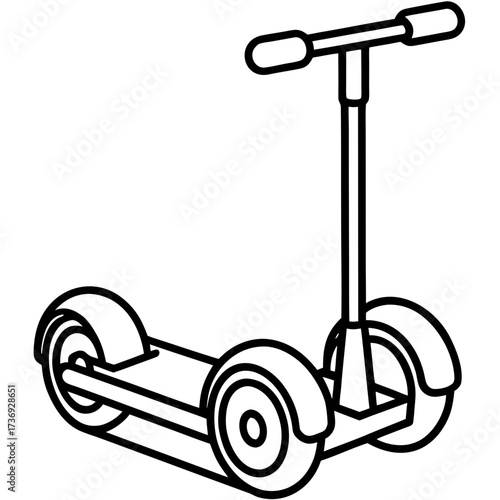 Minimalist Segway Line Art Vector Illustration on White Background