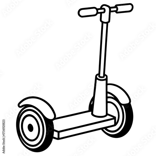 Modern Segway Outline Vector Drawing Isolated on White