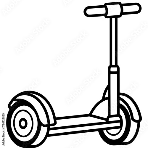 Modern Segway Outline Vector Drawing Isolated on White