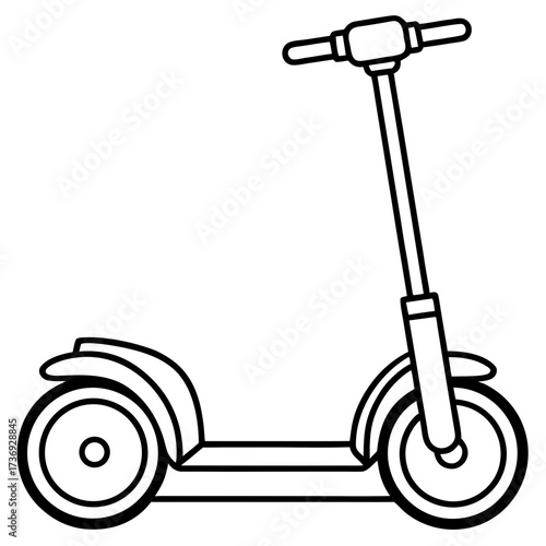 Modern Segway Outline Vector Drawing Isolated on White