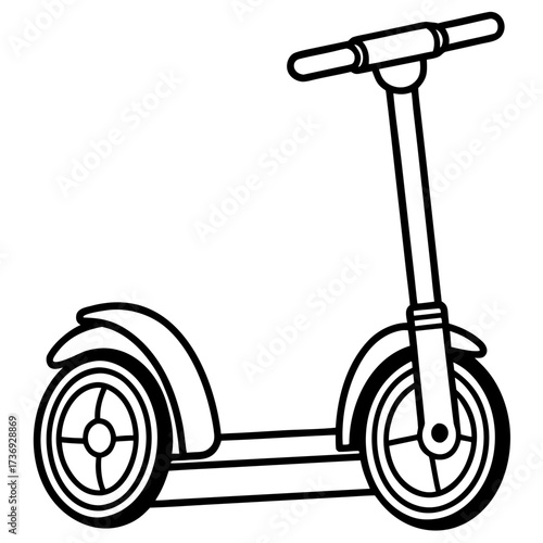 Modern Segway Outline Vector Drawing Isolated on White