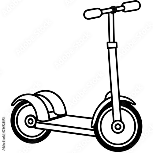 Modern Segway Outline Vector Drawing Isolated on White