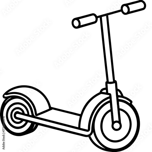 Modern Segway Outline Vector Drawing Isolated on White
