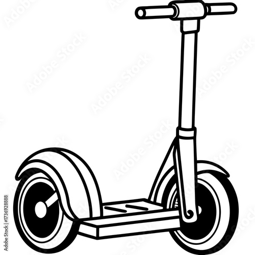 Modern Segway Outline Vector Drawing Isolated on White