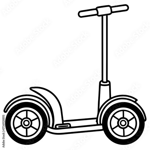 Modern Segway Outline Vector Drawing Isolated on White