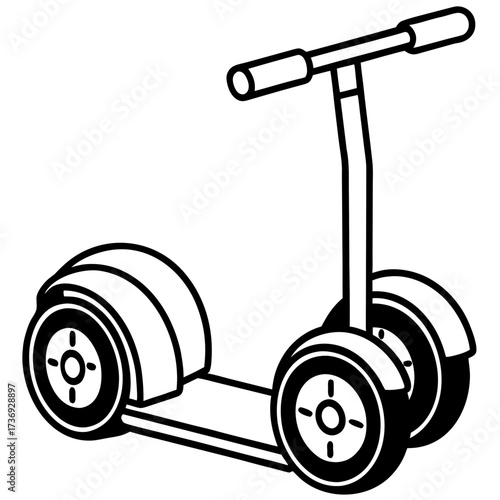 Modern Segway Outline Vector Drawing Isolated on White