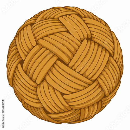 Detailed vector illustration of a traditional woven takraw ball