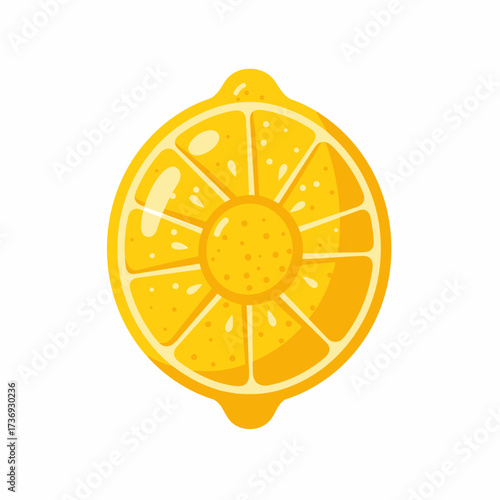 Stylized juicy lemon cross-section for fresh and healthy concepts