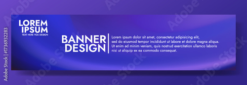 A bold and modern banner template featuring a vibrant flow of deep indigo and purple.