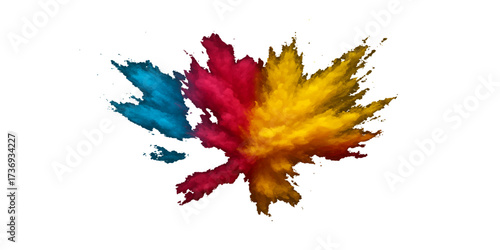 Red maple leaf isolated on white background with autumn colours and foliage details