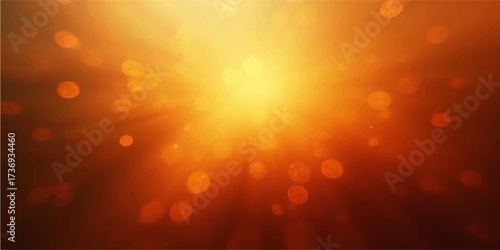 Abstract orange and gold bokeh light background with glowing effects