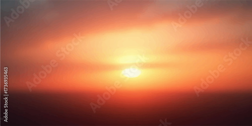 Abstract beautiful orange-red sunset with clouds lighting the sky at dusk