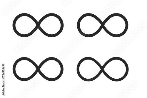Set of Infinity Symbol Tags Vector Illustration with Transparent Background, Ordered Collection of Infinity Icons for Design, Symbol of Eternity, Limitless Concept