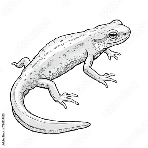 Balkan Crested Newt (Triturus ivanbureschi) highly detailed vector illustration of amphibian.
