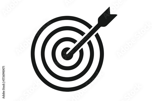 Target with arrow vector icon for business goal and achievement. Bullseye for success, strategy, accuracy. Metaphor for marketing, mission, and focus. Aim concept.
