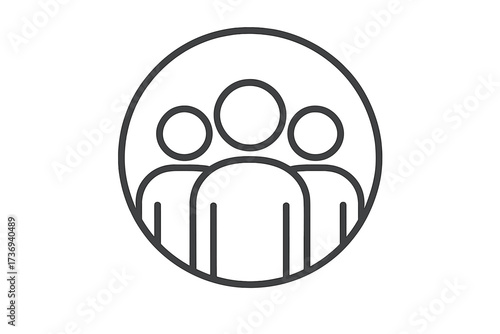 Team icon with people group for business teamwork and collaboration. Community and social media followers symbol. Thin line leadership and partnership vector graphic.