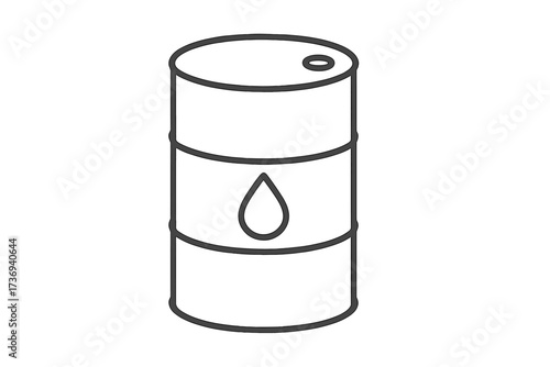 Oil barrel thin line icon. Vector linear illustration of a crude petroleum drum container. Symbol for energy, fuel, and industrial concepts. Outline graphic for gasoline and diesel.