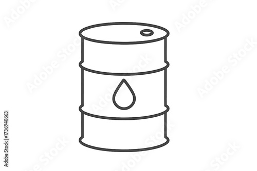 Oil barrel thin line icon. Vector linear stroke illustration of drum container for crude petroleum. Fuel, gasoline, diesel storage tank. Energy industry symbol. Simple graphic.
