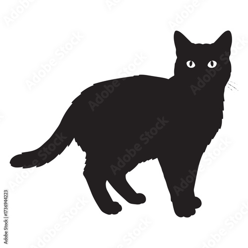 Black silhouette of a walking cat animal