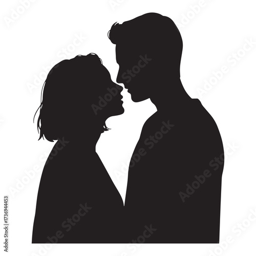 Couple embracing in silhouette embrace love