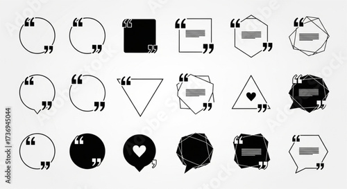 Minimalist quote bubbles collection with geometric shapes and modern design