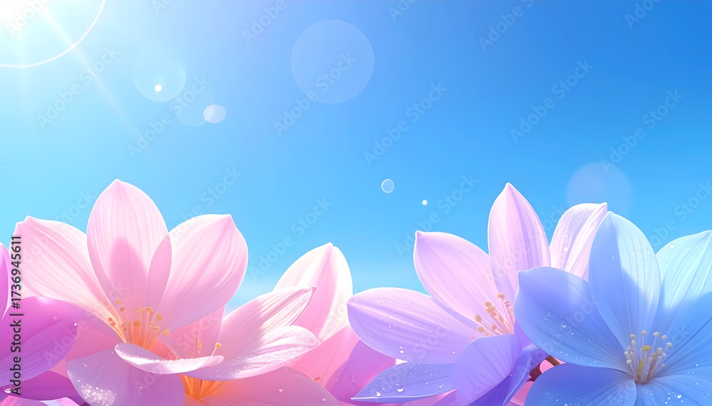 Fototapeta premium Vibrant Spring Blossoms Under Clear Sky