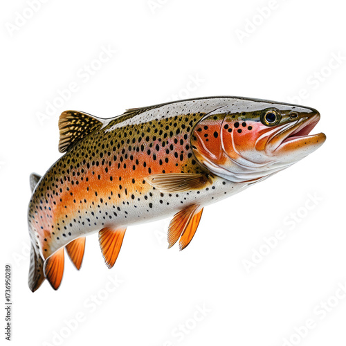 Colorful trout illustration, showcasing spots, fins, and vibrant scales