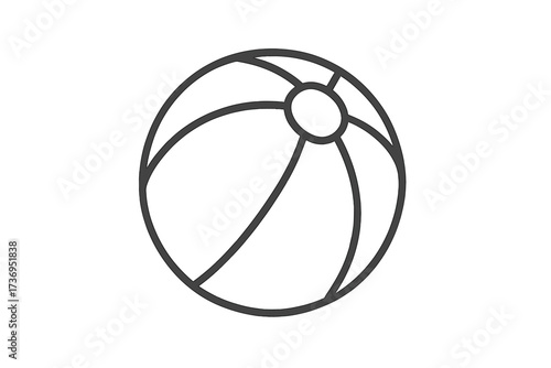 Beach ball line icon vector illustration. Simple inflatable toy for summer beach fun and leisure time. Minimalist outline symbol for pool party, vacation and holiday.