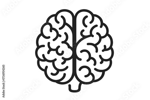 Human brain icon. Mind anatomy symbol. Intelligence, knowledge, neurology, medical concepts. Vector graphic for thinking, learning, psychology, creativity, idea, mental health.
