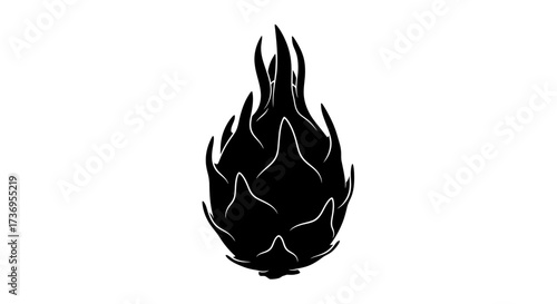 Dramatic dragon fruit silhouette for exotic fruit designs, simple graphic