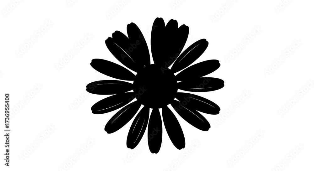 Fototapeta premium Elegant botanical simplicity a black daisy silhouette against white void