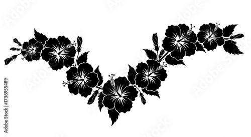 Elegant hibiscus flower arrangement in black and white for decorations