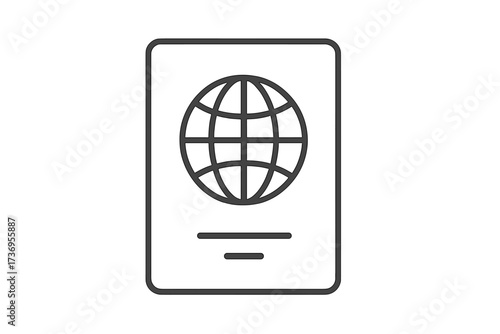 Passport icon vector. Thin line art illustration for international travel, tourism, and vacation. ID document for immigration, border control, and world citizenship.