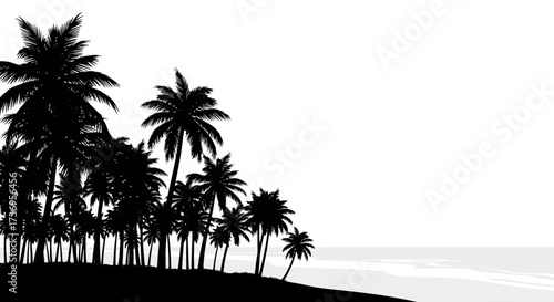 Tropical Beach Silhouette with Palm Trees offering summer vacation vibe