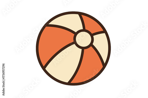 Beach ball icon vector. Summer fun and leisure time concept. Inflatable toy for water play at the sea. Simple flat line graphic design element. Symbol of holiday vacation.