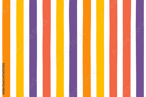 Summer colorful stripes seamless pattern with vintage orange and purple colors, hipster retro textile print, creative vertical brush strokes design, vibrant seamless background vector