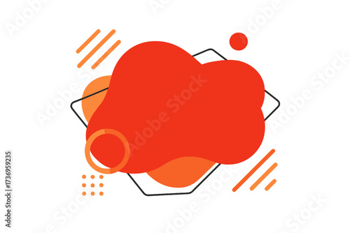 Modern abstract vector banner with fluid shapes for special sale text. 50 percent price discount graphic design element for advertising. Dynamic orange and red promotion background.