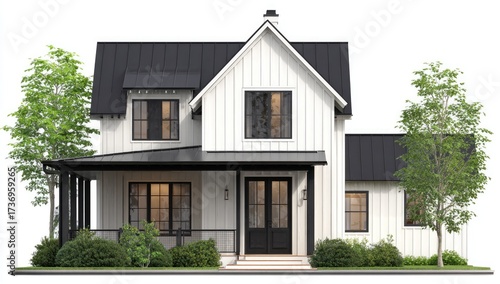 Wallpaper Mural Modern farmhouse, white siding, black accents Torontodigital.ca