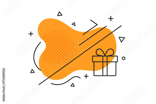 Refer a friend program concept with gift box icon. Abstract liquid shape banner for business promotion and affiliate marketing. Vector for loyalty reward strategy design.