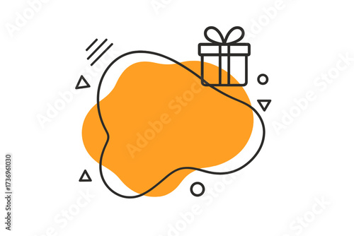 Refer a friend program concept with gift box reward. Abstract liquid shape banner for business and affiliate marketing. Modern vector illustration with geometric elements.
