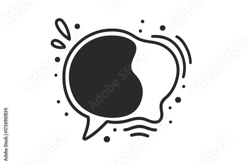 Share to win contest banner. Trendy doodle speech bubble. Liquid shape for social media marketing. Promotion vector illustration. Modern giveaway design. Chat message icon.